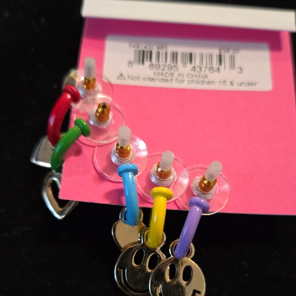 Betsey Johnson Colorful Smiley Earrings Set - Picture 6 of 6